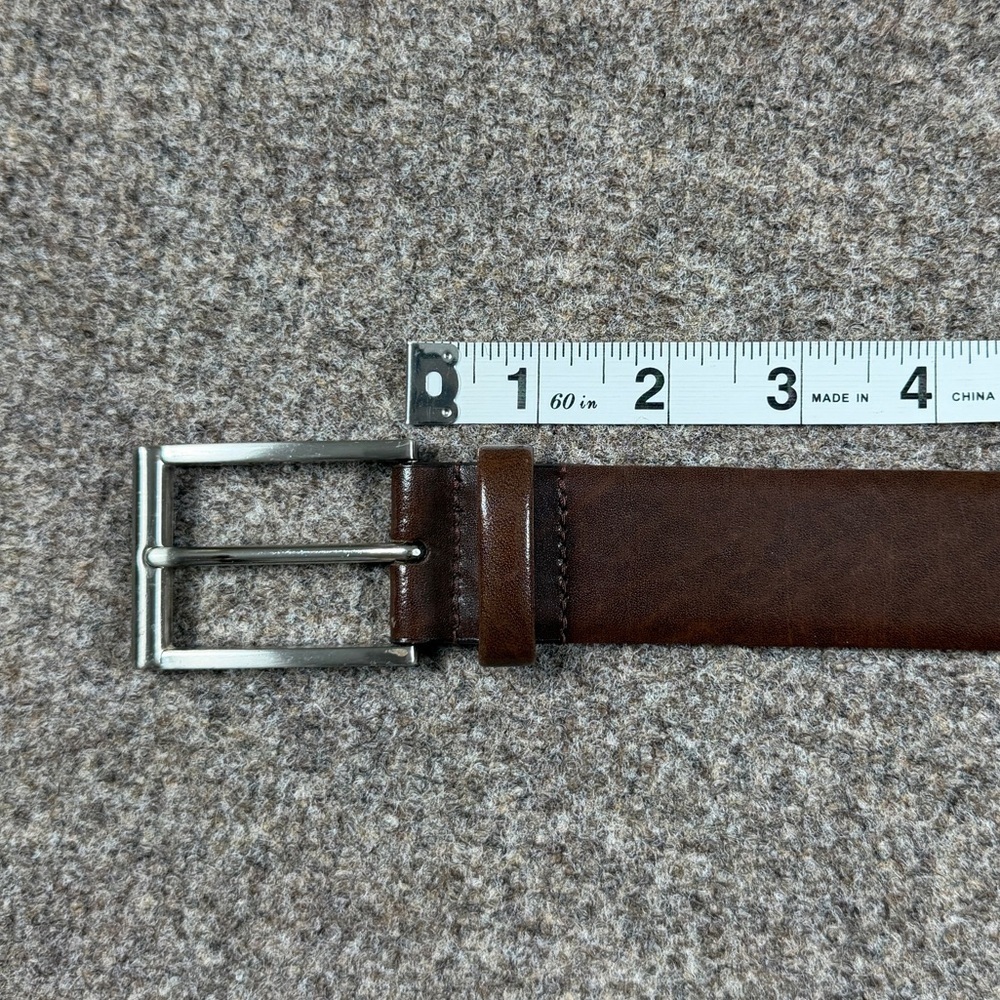 Fullum & Holt Brown Genuine Leather Belt Mens Size 36 Silver Toned Square Buckle - Picture 10 of 11